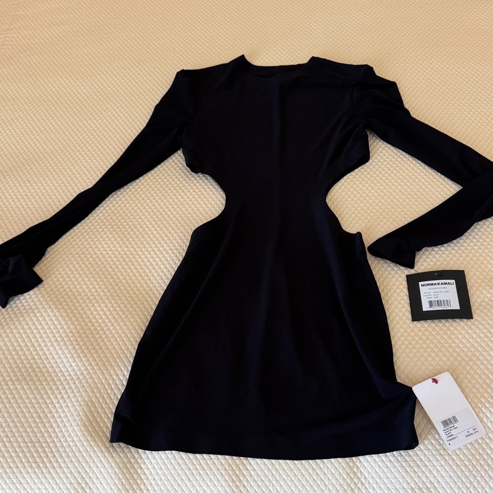 NWT | Norma Kamali Black Long Sleeve Cut-Out Dress